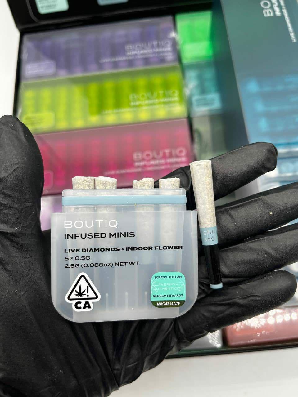 boutiq prerolls infused mini cannabis pre rolls with live diamonds